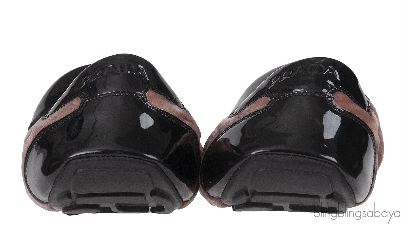 Prada Sport Beige Velvet Ballet Flats