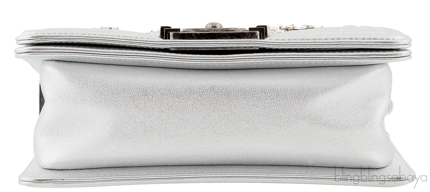Le Boy Crystal Silver Small Bag