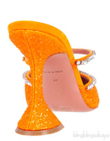 Gilda Crystal -Embellished Orange Glitter Mules