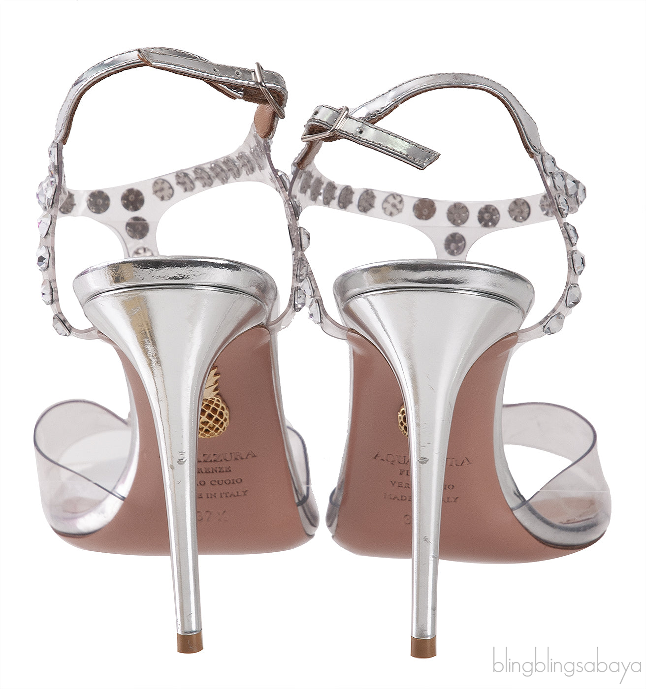 PVC T-strap Crystal Sandals
