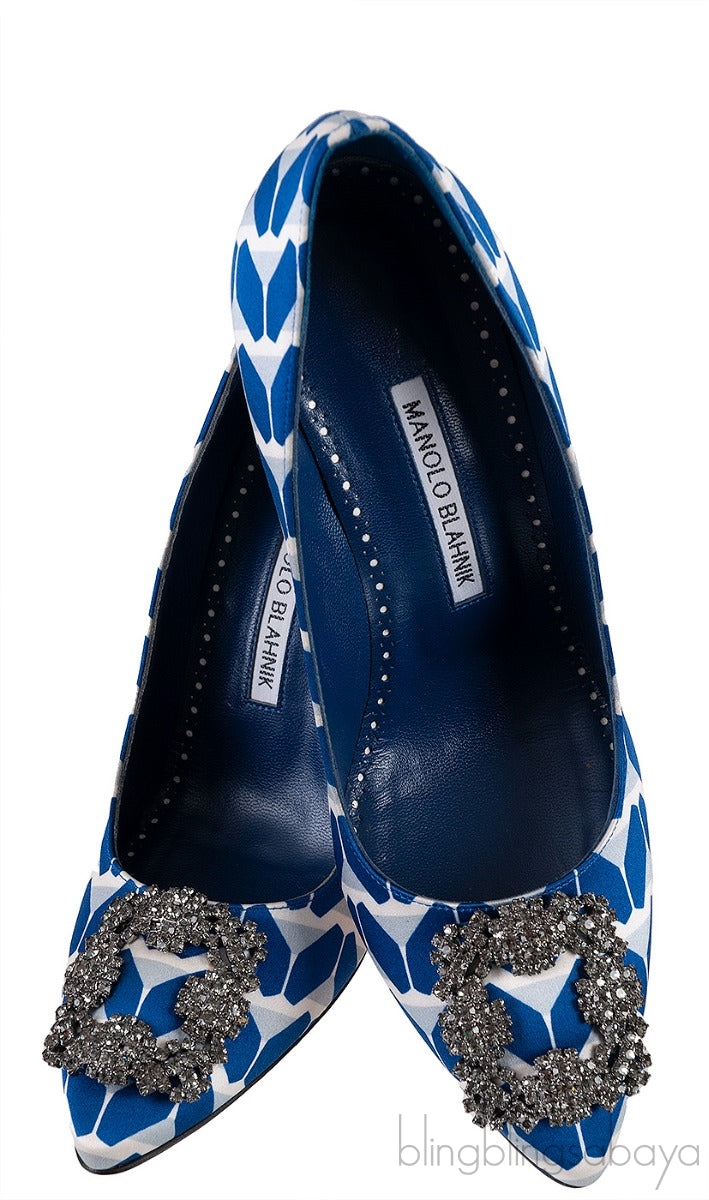 Blue Printed Satin Hangisi Pump