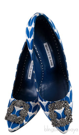 Blue Printed Satin Hangisi Pump