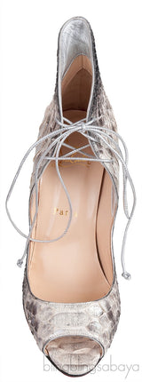 Mega Vamp 100 Silver Python Lace Up Pump
