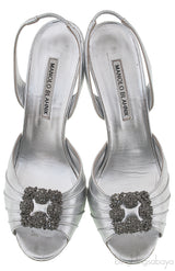 Cassia Silver Peep Slingback Pump