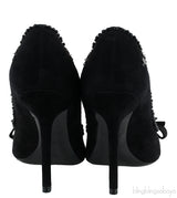 Black Catrin Bead Emb Vamp Heels