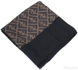 FF Brown Print Silk Scarf