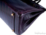 Birkin 35 Patent Prune Crocodile