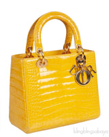 Lady Dior Yellow Crocodile Medium Bag
