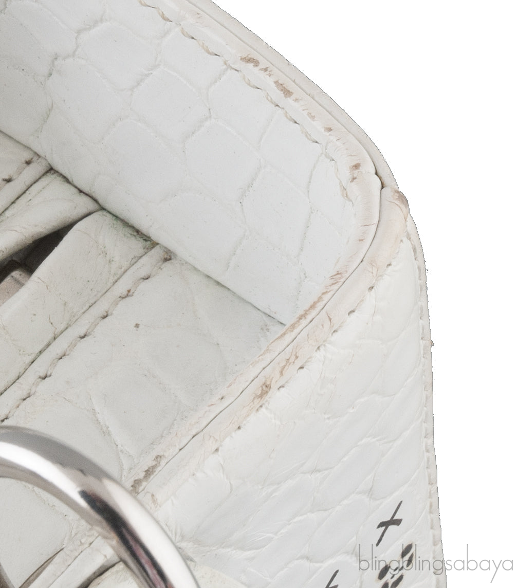 Christian Dior Lady Dior White Printed Crocodile Medium Bag