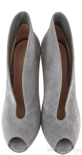 Grey Suede Ankle-Flare Boots