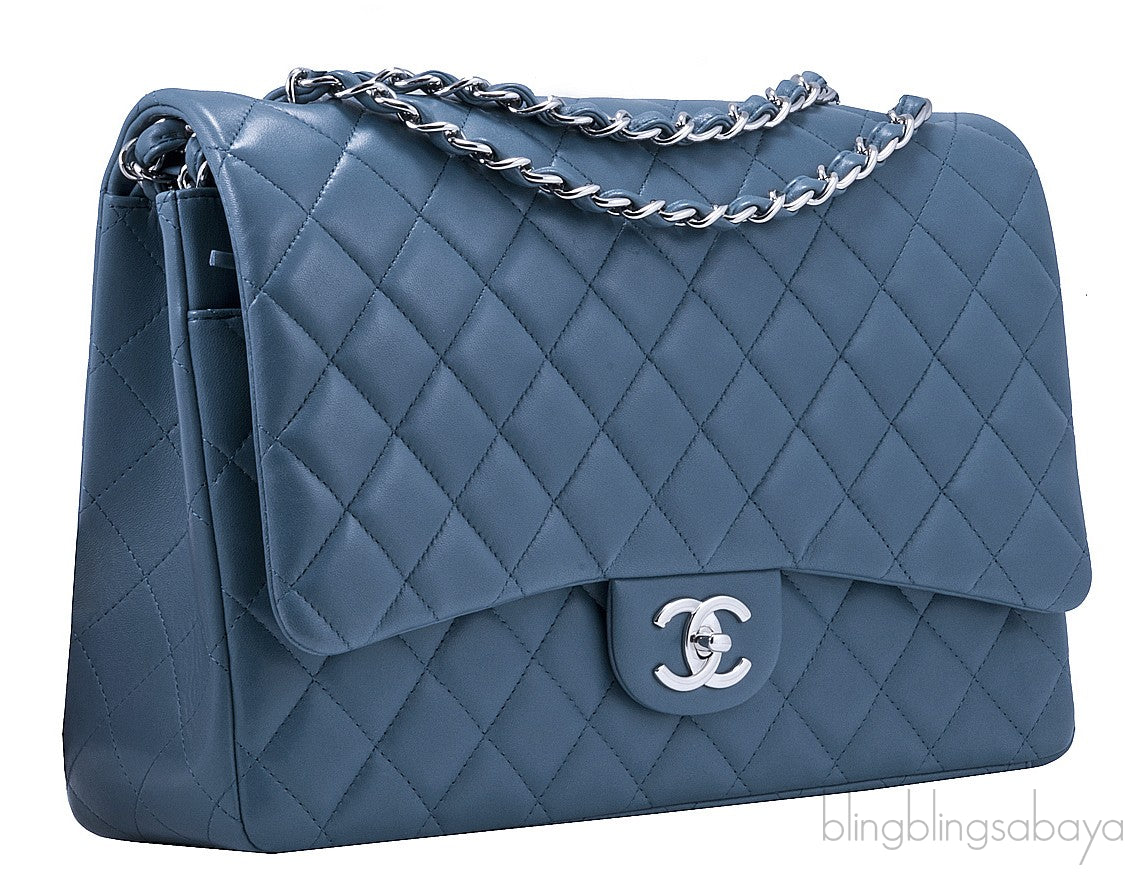 Maxi Jumbo Blue Tempete Flap Bag