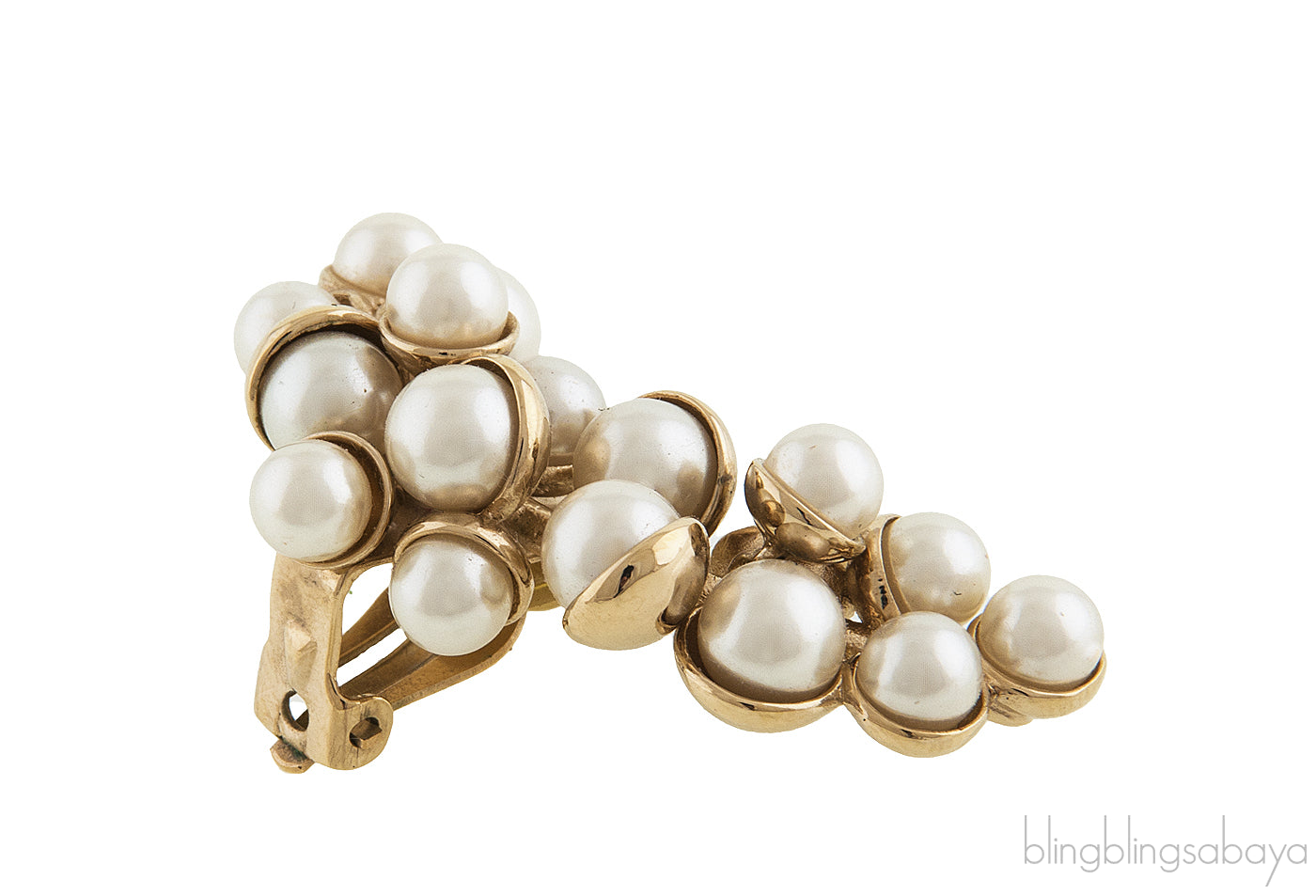 Pearl Cluster Clip Earrings