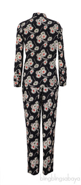 Prada Black Floral Satin Pajama