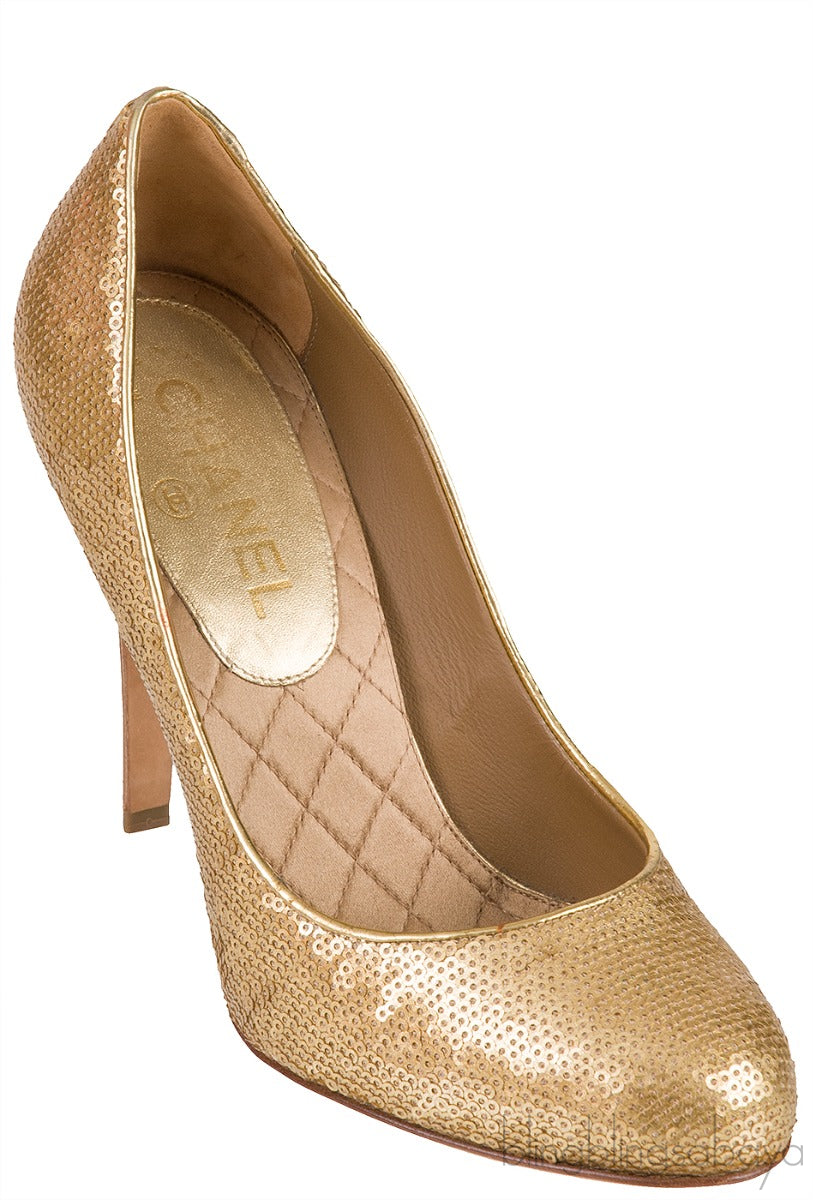 Metallic Gold Sequin Heels