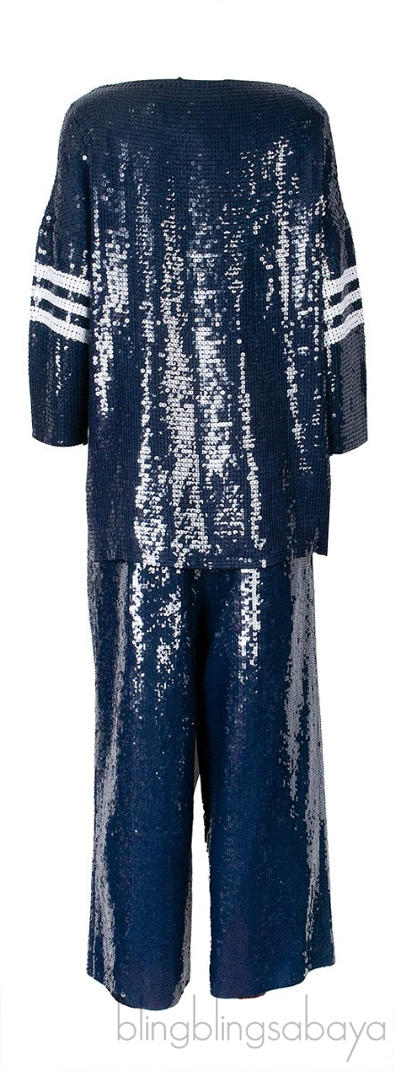 Blue Sequin Embellished Top & Trouser