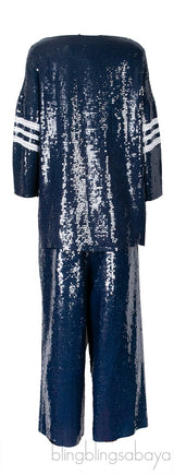Blue Sequin Embellished Top & Trouser