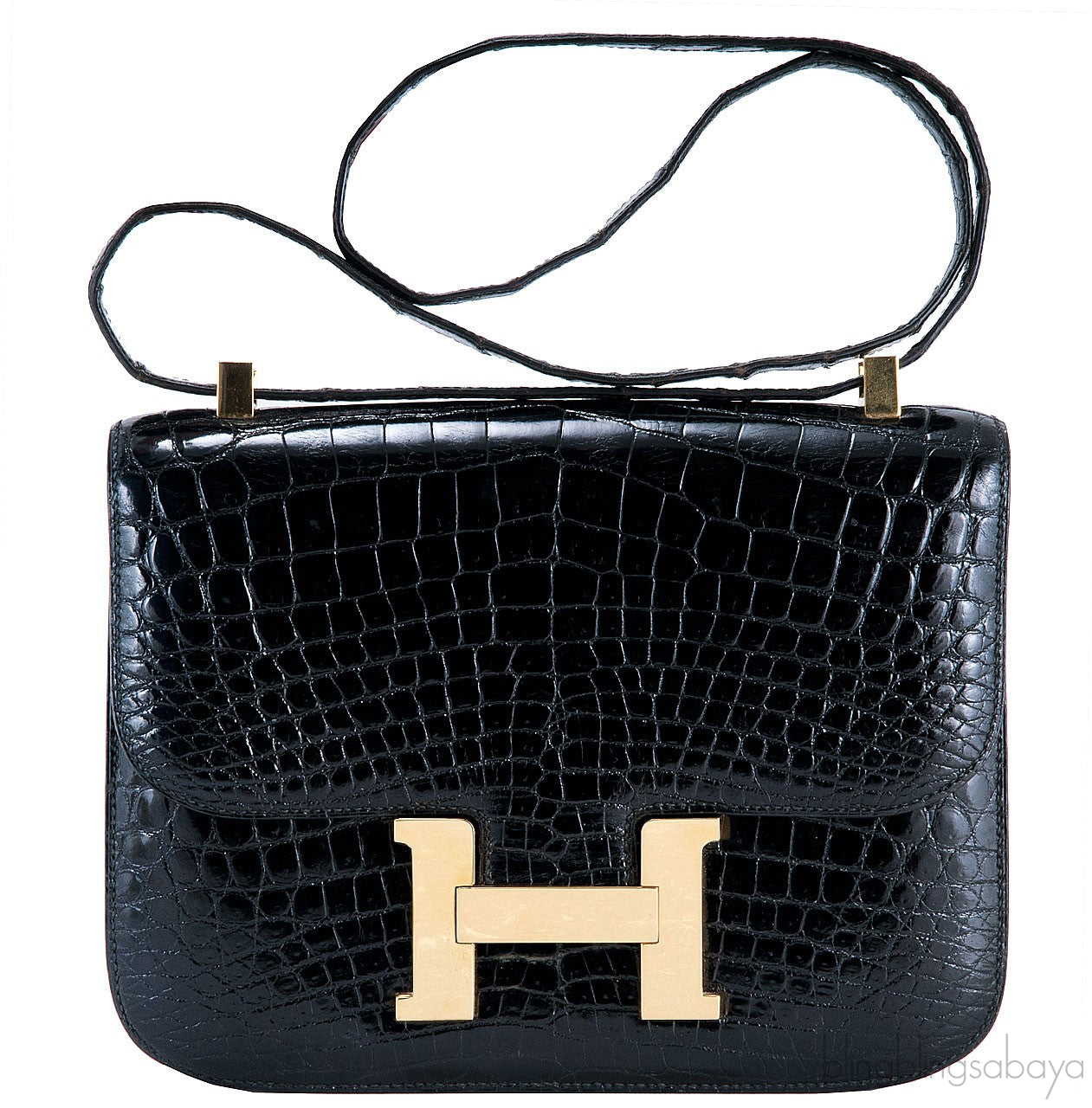 Constance Vintage Black Crocodile