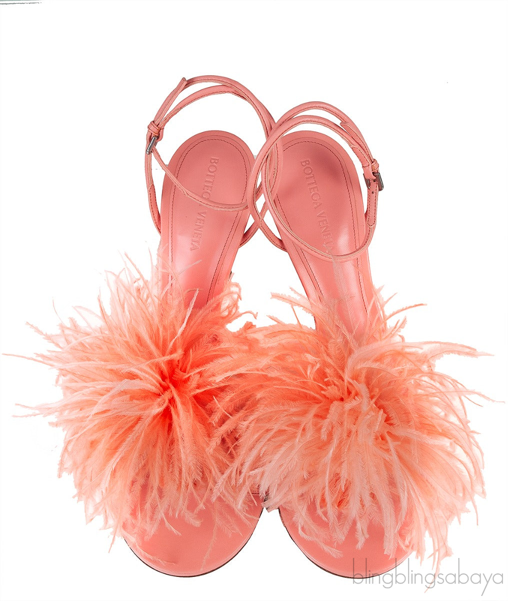 Dot Feather-trimmed Leather Sandals