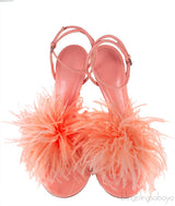 Dot Feather-trimmed Leather Sandals