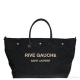 Saint Laurent Black Raffia Rive Gauche Black Oversize Tote