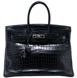 Birkin 35 Black Matte Crocodile PHW