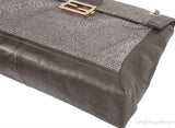 Grey Crystal Embellished Shoulder Bag