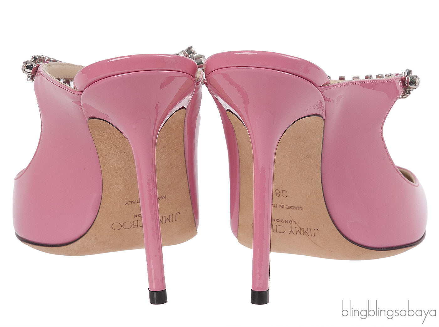 Jimmy Choo Bing Pink Crystal Embellished Mule 38