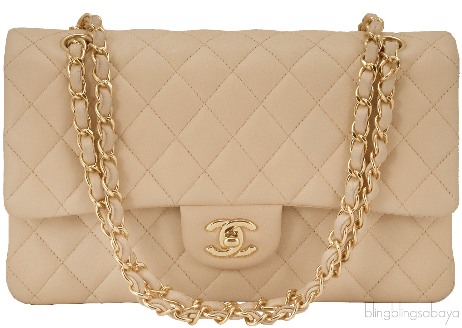 Classic Beige Matte Quilted Flap Bag