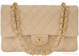 Classic Beige Matte Quilted Flap Bag