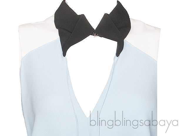 Tri-color Collared Sleeveless Top