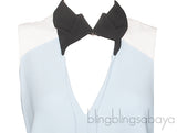 Tri-color Collared Sleeveless Top
