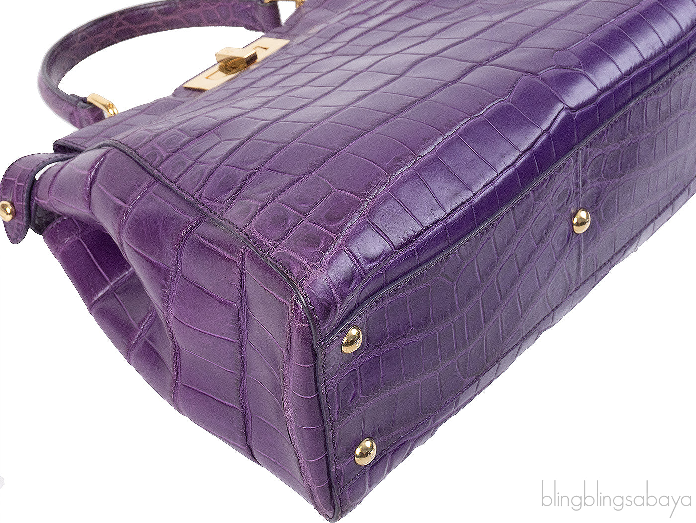 Fendi Purple Crocodile Medium Peekaboo GHW