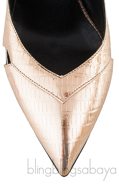 Gold Lizard Print Pointed Pump