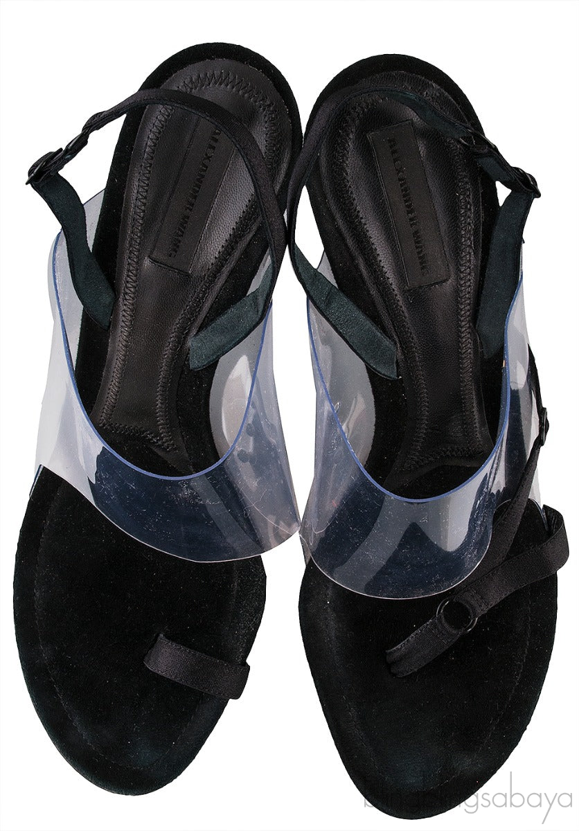 Black PVC Slingback Heels