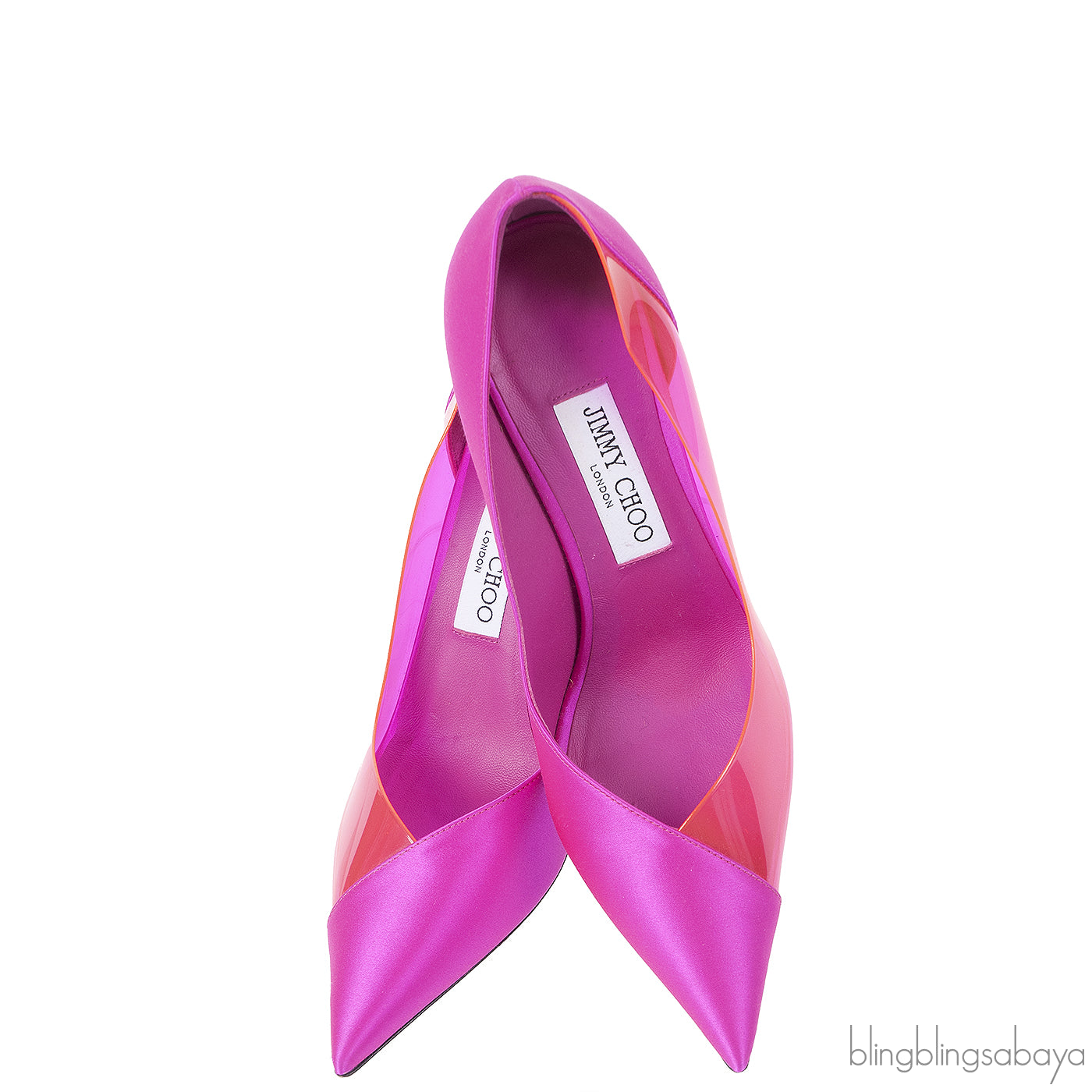 Jimmy Choo Fuchsia Satin Hot Pink PVC Heels 38
