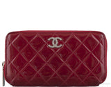 Red Quilted Patent Long Wallet
