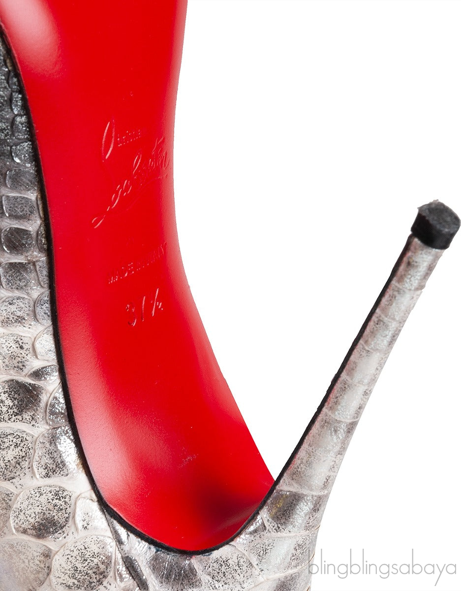 Mega Vamp 100 Silver Python Lace Up Pump