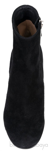 Black Suede Stacked Heels  Ankle Boots
