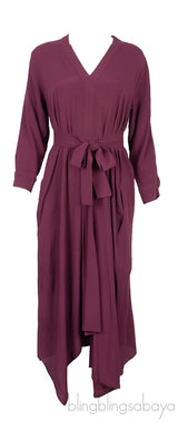 Plum V-Neck Asymmetric Front Dress