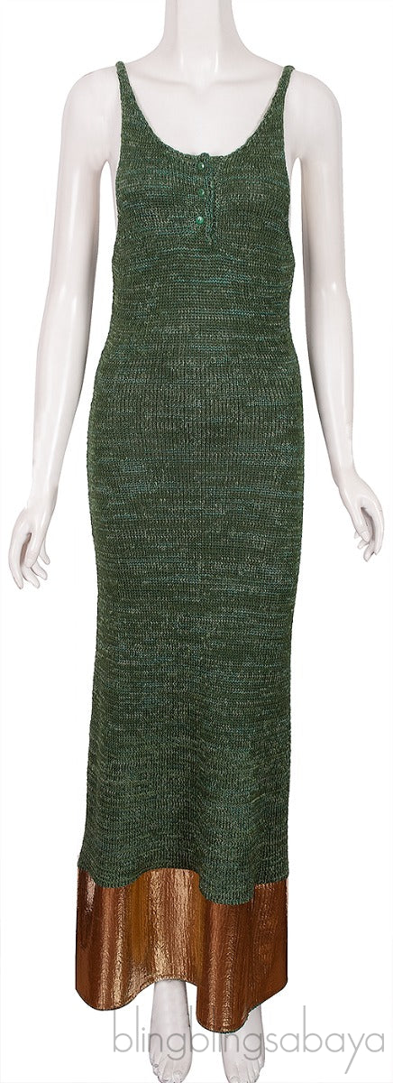 Metallic Paneled Knitted Maxi Dress