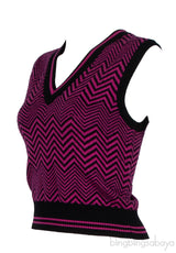 Sleeveless V-neck Zigzag Print Top