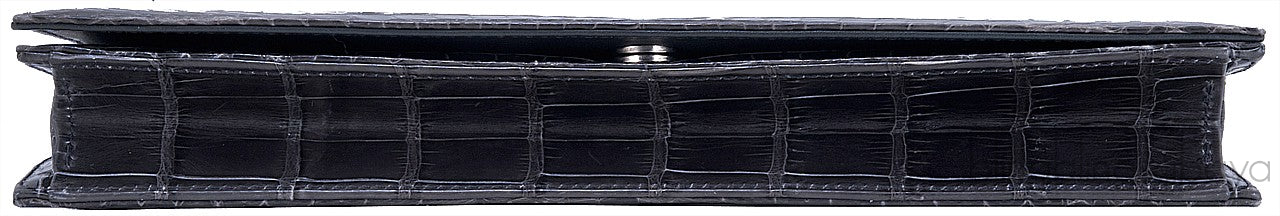 Grey Patent Alligator Clutch Bag