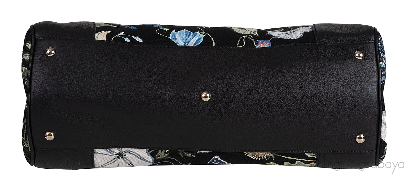 Gucci Black Printed Canvas Bamboo Shopper Tote
