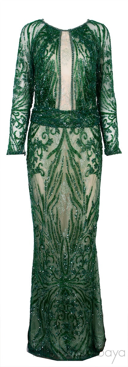 Emerald Green Bead Embellished Gown