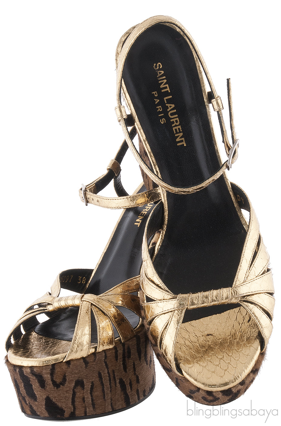 Gold Python Candy Platform Sandals