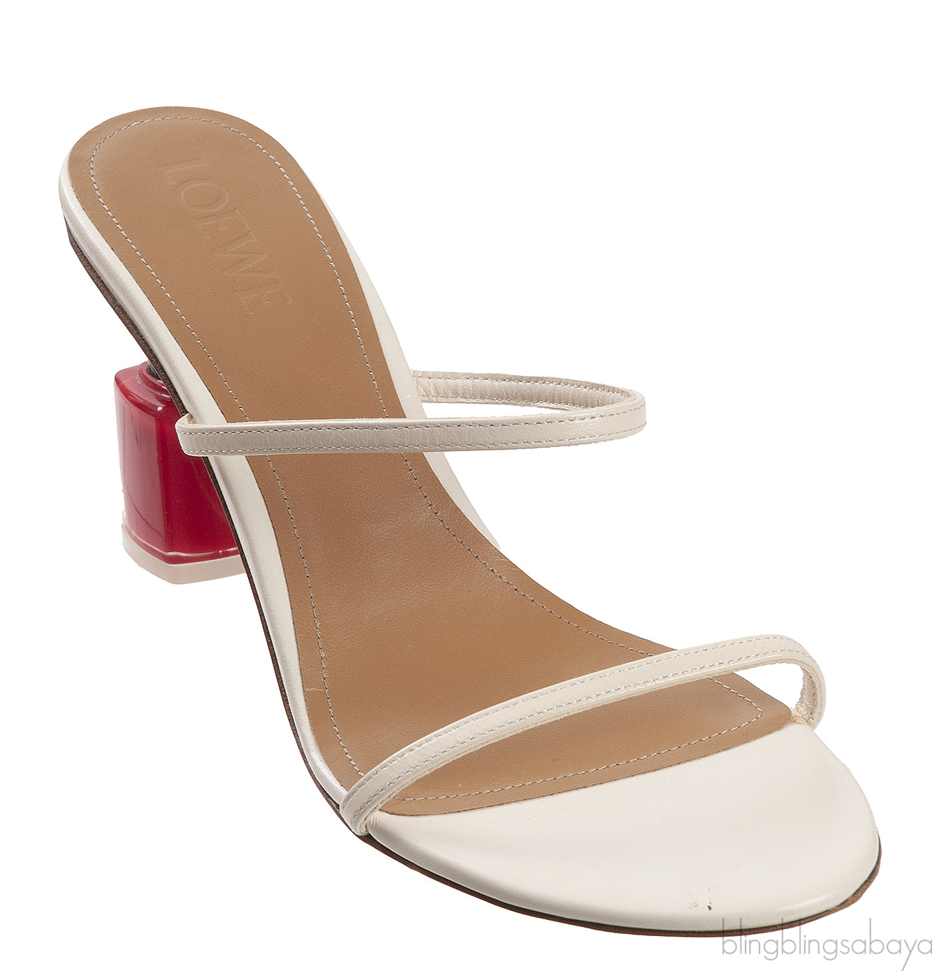 Loewe White Nail Polish Leather Mule
