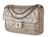 Metallic Gold Perforated Drill Flap Bag