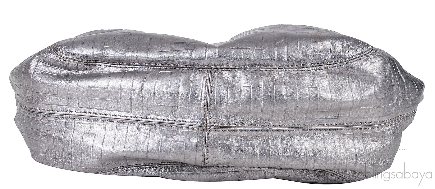 Givenchy Metallic Grey GG Leather Hobo Bag