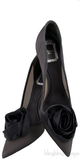 Black Floral Crystal Heels