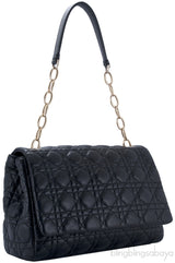 Black Leather Cannage Shoulder Bag
